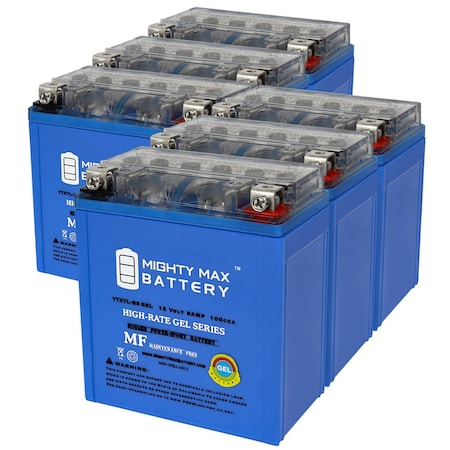 YTX7L-BSGEL12V 6AH Replacement Battery Compatible with Tytaneum YTX7L-BS-FA - 6 Pack